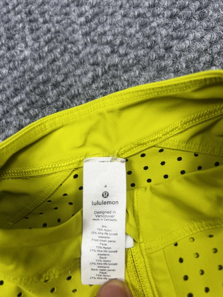 Sutiã esportivo feminino Lululemon 4 amarelo gola alta zíper frontal perfurado racerback - Imagem 2 de 4