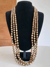 CHAMPAGNE FRESHWATER BAROQUE PEARLS 3-STRAND LONG WOMENS NECKLACE - 31 INCH