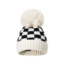 vchoohce Toddler Kids Baby Beanie Hat Knitted Thick Winter 1-4T, Plaid-white