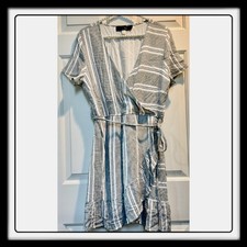 Dress - Blue Rain faux wrap summer dress - black and white stripe - size XL