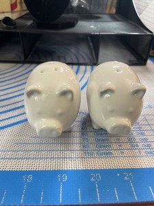 PIG SALT AND PEPPER SHAKERS — WHITE 3” Long X 1 3/4”