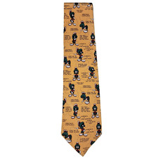 1990s Vintage Marvin Martian 100 silk tie. Warner Bros. Yellow