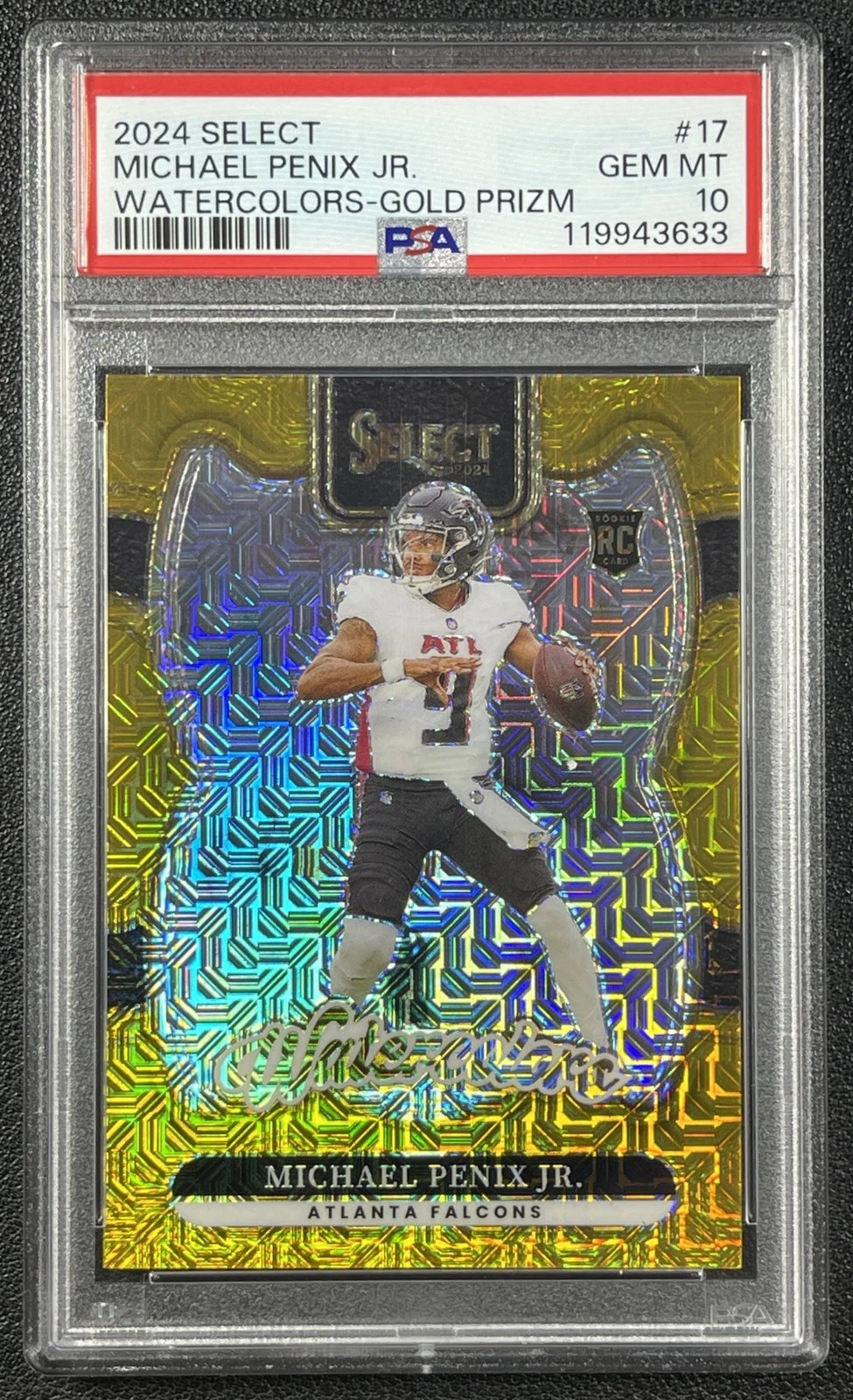 Michael Penix Panini Select Watercolors #17 Gold Prizm