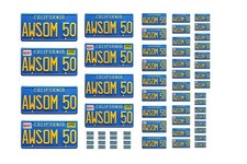 Assorted scale model movie car Cobra AWSOM50 license plates tags 1/25 1/18