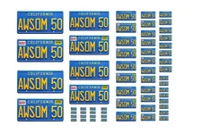 Assorted scale model movie car Cobra AWSOM50  license plates tags  1/25 1/18