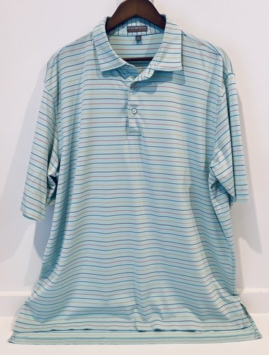 Peter Millar Summer Comfort Green Blue Orange Pink Purple Striped Polo Shirt XL - Picture 1 of 11