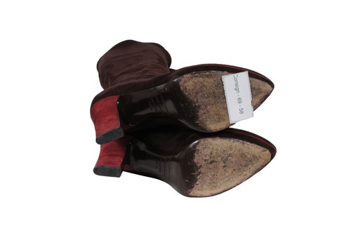 Sergio Rossi Women Calf High Boots US 7.5 EU 37.5 Brown Suede Pointed Toe - Picture 8 of 8