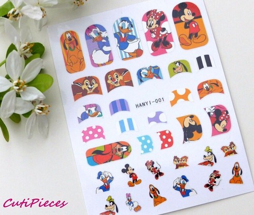 Pegatinas de arte en uñas francés cubierta completa arco de jazmín hermoso de Mickey Minnie Donald Ariel - Imagen 3 de 5