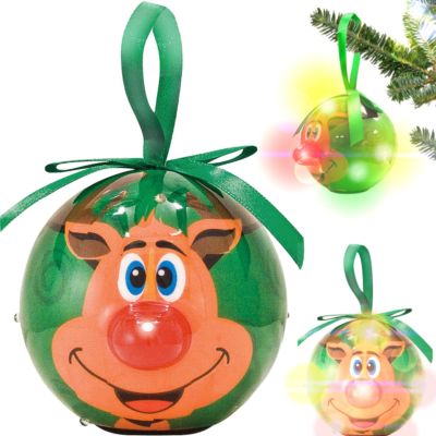 3'' LED Flashing Rudolf Red Nose Ornament * On/Off * Batteries Incl GREAT GIFT!