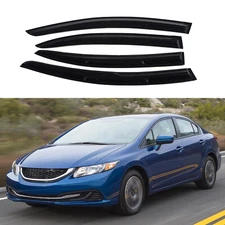 For 2012-2015 Honda Civic Sedan JDM 3D Wavy Mugen Style Window Visor Rain Guards
