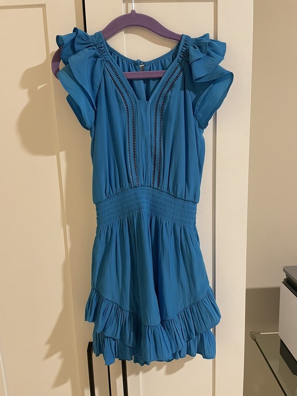 Ramy Brook Girls Lola Ruffle Mini Dress Blue Size 3-4y 3t 4t