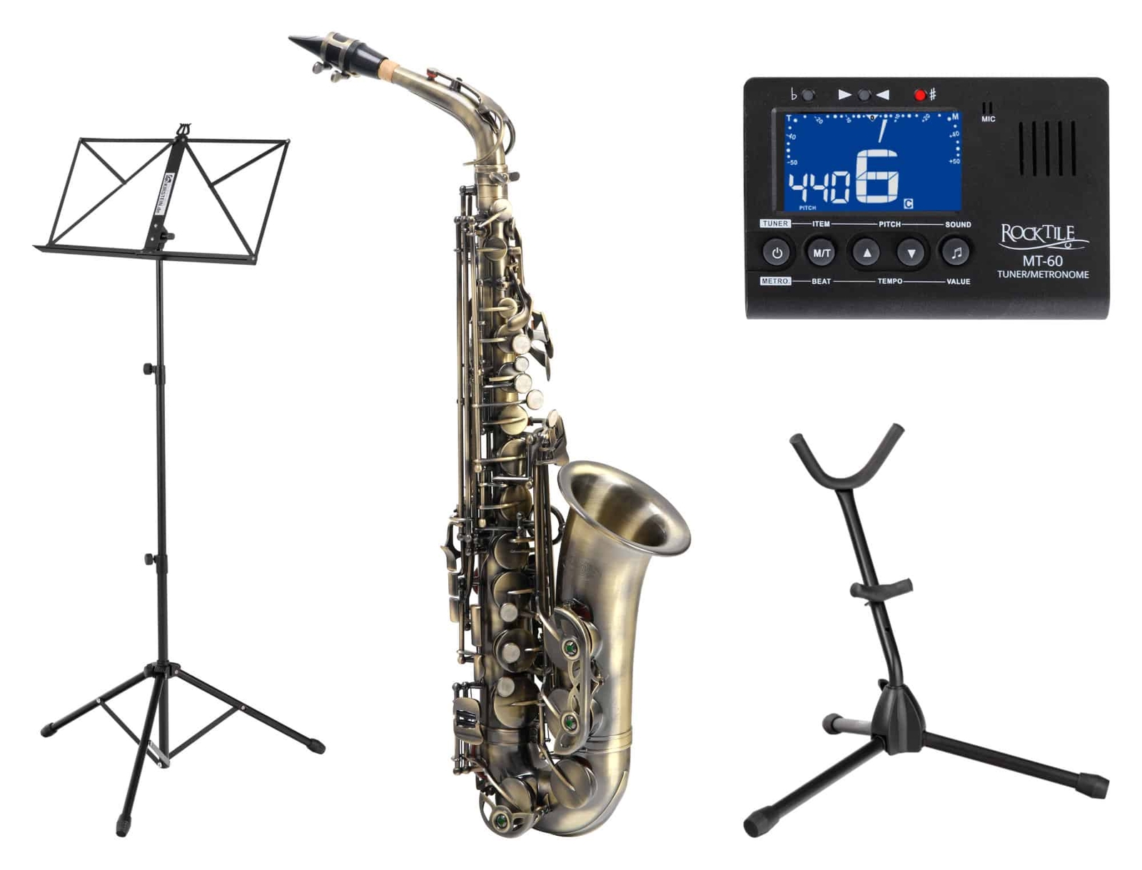 Альт-саксофон Es Saxofon Antique Yellow Set Предлагает штатный тюнер с отметкой Stativ 77290₽