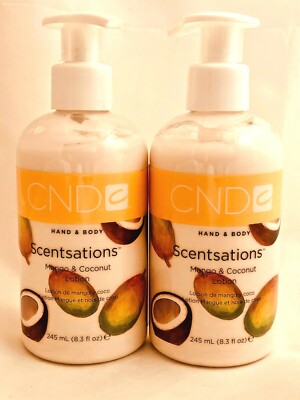 CND Scentsations Hand & Body Lotion Mango Coconut 2 Bottles 8.3oz Made In USA !