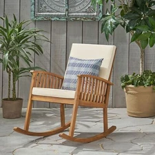 Outdoor Acacia Wood Rocking Chair with Cushion