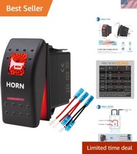 Momentary Horn Button Waterproof Rocker Switch Toggle - ON/Off Red LED Light ...