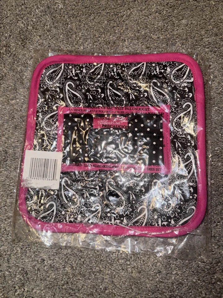 Almohadilla para horno Pampered Chef Paisley lunares 1366 látigo cáncer promoción Foto 3 de 3