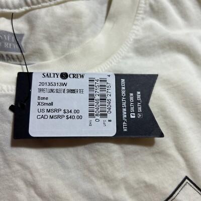 Salty Crew Tippet Long Sleeve Skimmer Tee Bone Color Size X Small
