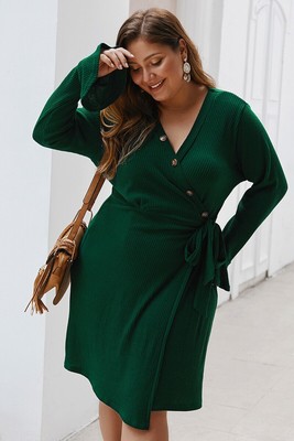 emerald green wrap dress plus size