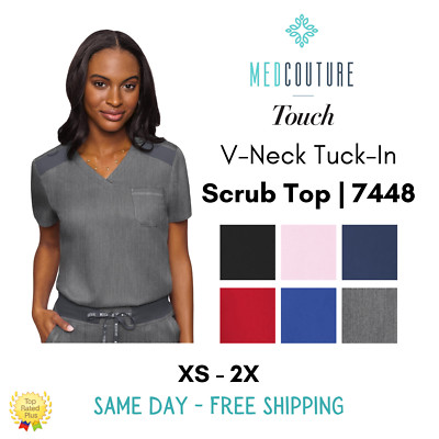 Med Couture Touch V-Neck Tuck In Scrub Top Style 7448