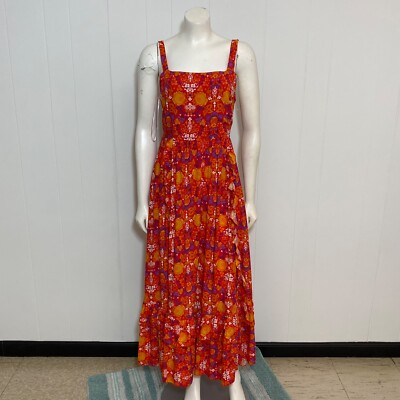 Abel The Label Dress Women's S Cotton Floral Sleeveless Flowy Tiered Ruffle Maxi