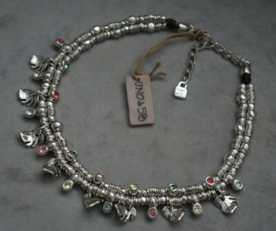 NWT Uno De 50 Elements Crystal 2 Sided Silver Leaves ''Silvestre'' Charm Necklace
