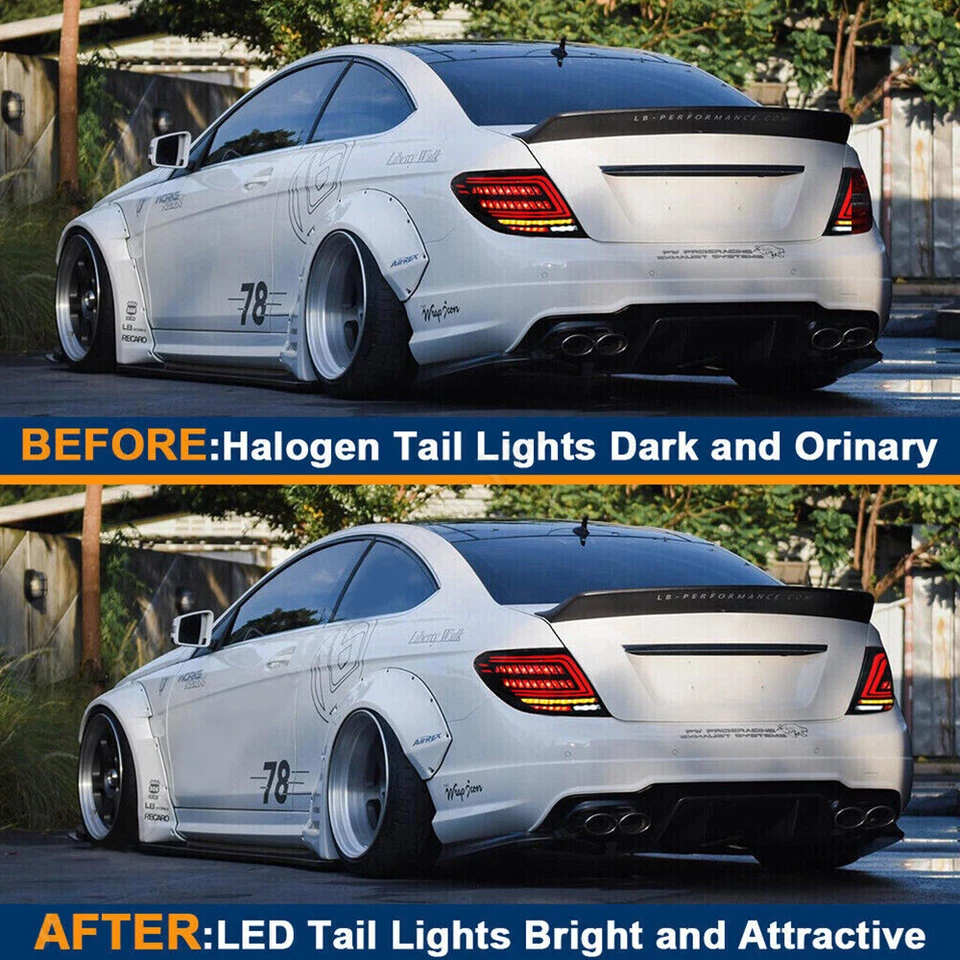 2x Smoked LED Rear Tail Light For Mercedes C-Class W204 07-14 Dynamic Brake Lamp - Image 4 of 4