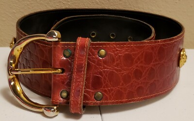 Jill Stuart Belt New York maroon w gold buttons size med  display picture 3