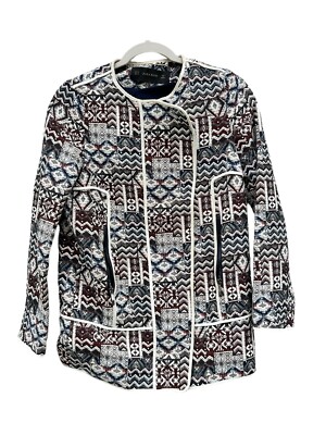 Zara Basic Women's XS Jacquard Jacket Tapestry Aztec Full Zip | eBay Zara Basic Women's XS Jacquard Jacket Tapestry Aztec Full Zip | eBay