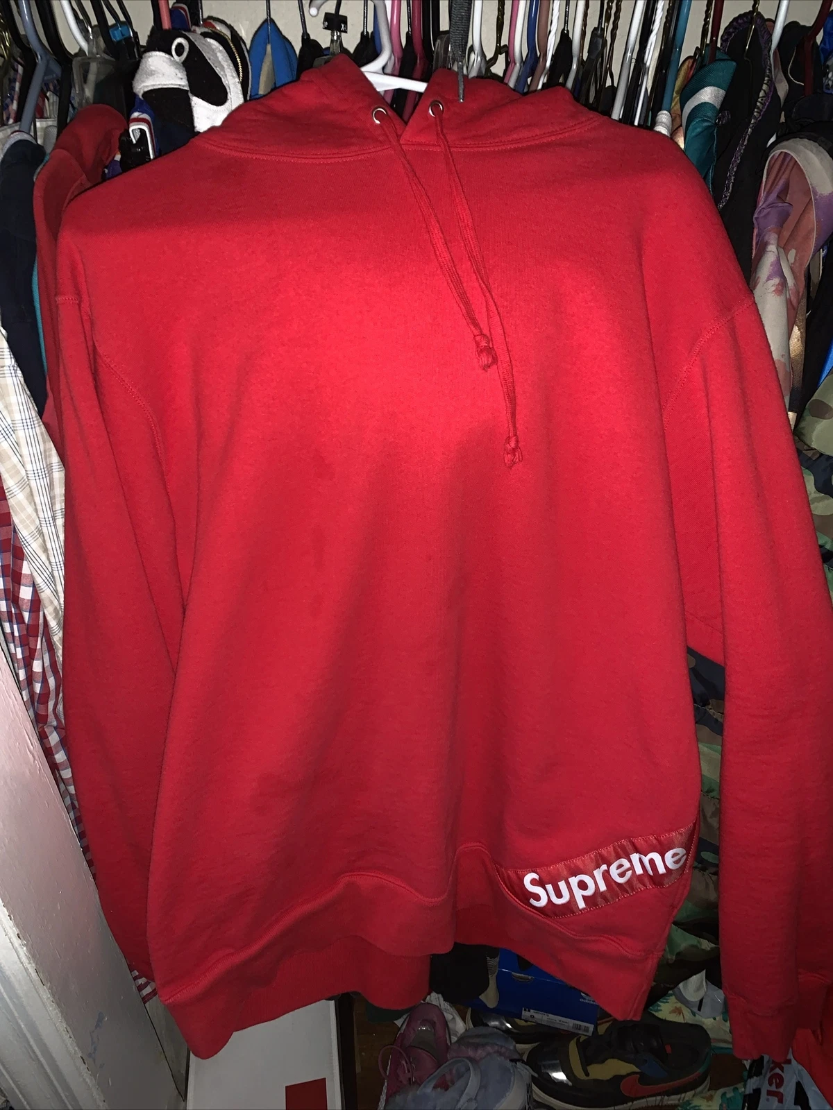 Sweat à capuche Supreme Red Corner Label taille L SS18