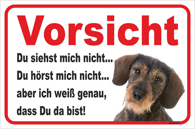 Dackel Rauhaar ''Vorsicht Du siehst mich..'' Gr. 15x20 - 60x40cm Schild AL-S1001
