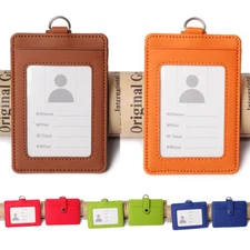 PU Leather Card Cover Work Office Credit Badge Holder Protector Case Name Badge↔