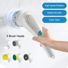 Electric Spin Scrubber, Power Cleaning Brush w/5 Heads, Cordless Shower Scrubber