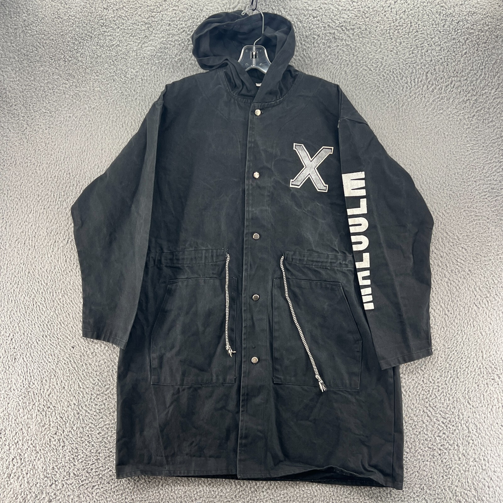 Vintage Malcom X Jacket Mens Extra Large Black Streetwear Canvas Hooded Coat