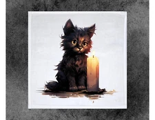 Halloween Cat Dish Towel, 12x12, FREE shipping, hand towels, bath, choice, gifts