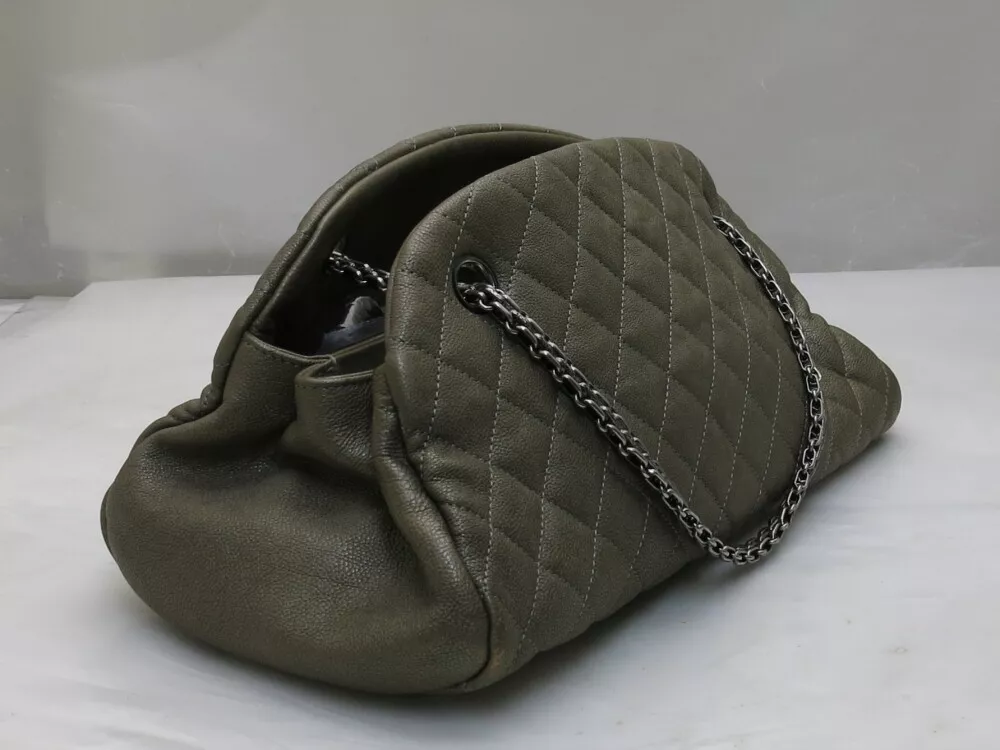 Chanel mademoiselle bowling bag Dark Green Leather Dark Silver Hardware  Women's