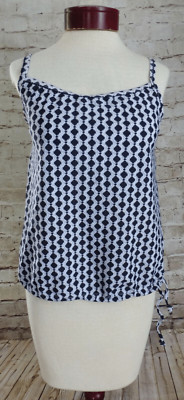 Jaclyn Smith Swim Tank Top Women's Size 10 Black White Gray Spaghetti Strap