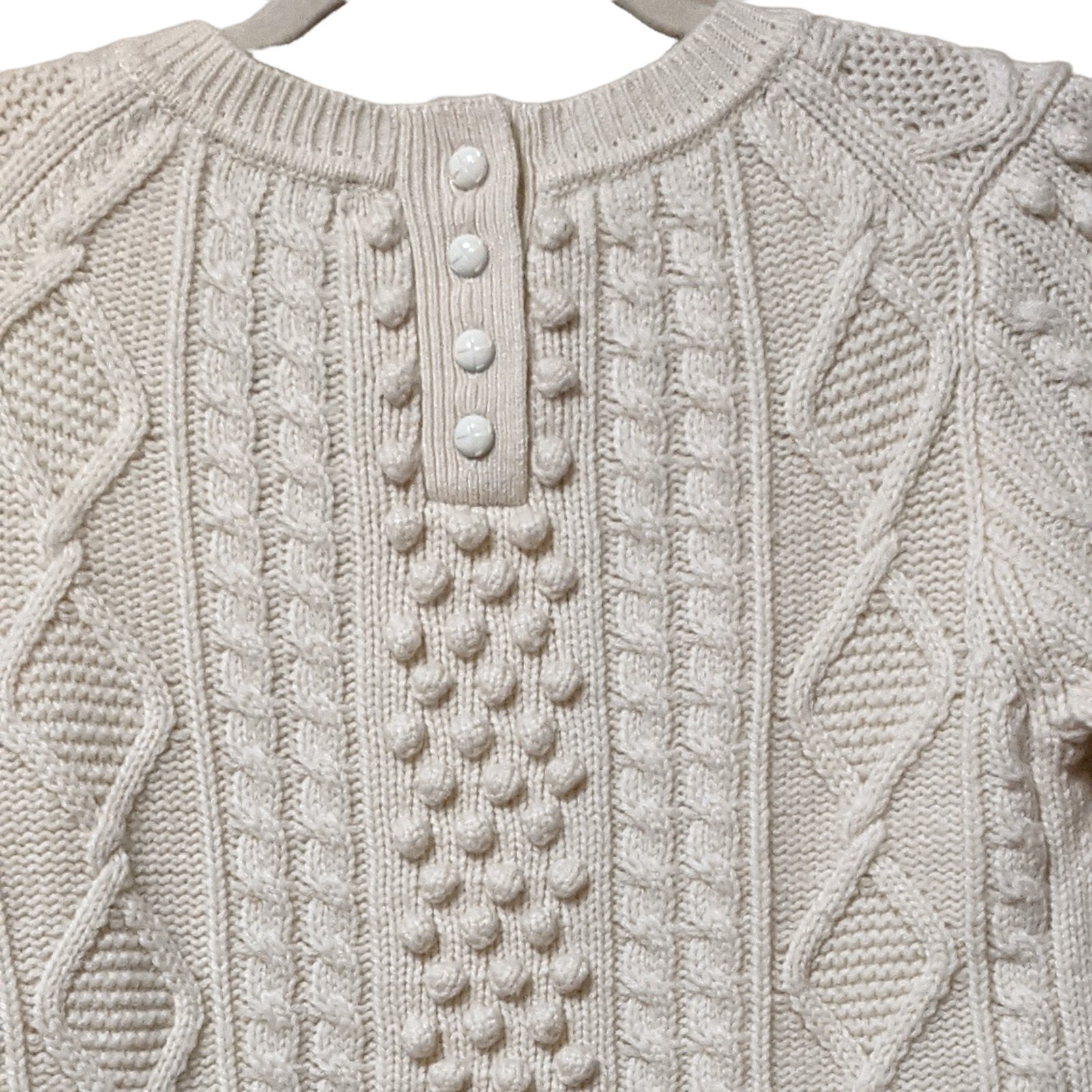J. Crew button back cable knit crew neck sweater … - image 5