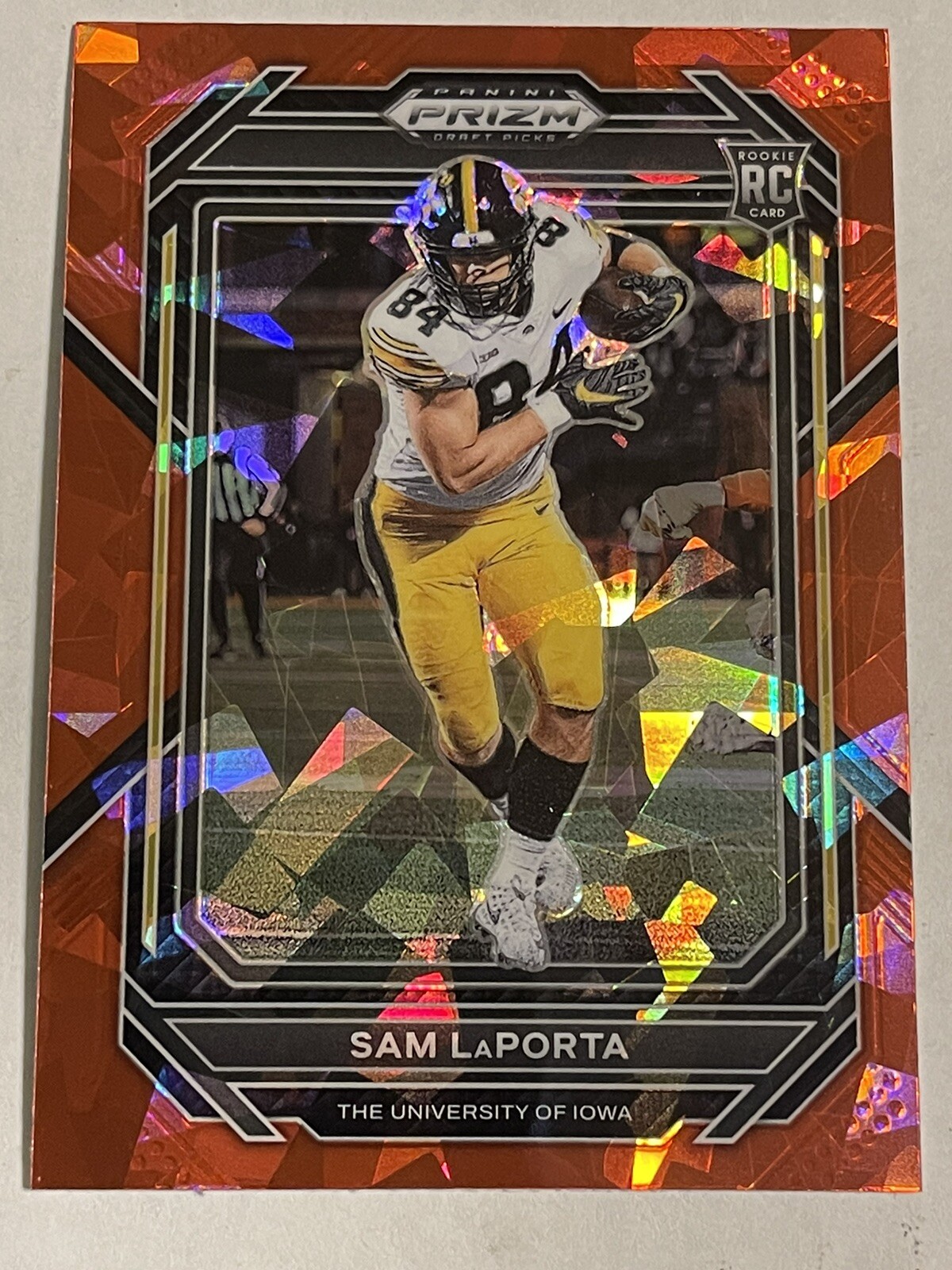 2023 Panini Prizm Draft Picks Sam LaPorta Red Cracked Ice Prizm #160 (RC)