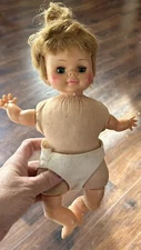 Vintage Horseman Baby Doll Fabric body plastic Rosie Cheeks Open Eyes Pretty 70s