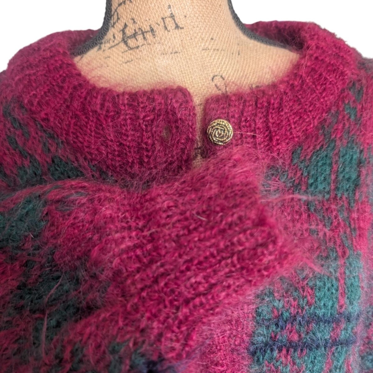 Vintage Mohair Cardigan Chunky Geometric Confetti Color Vintage Mohair Cardigan Chunky Geometric Confetti Color