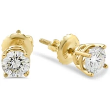 Real 1/4 .25 Ct Diamond Screw Back Studs 14k Yellow Gold