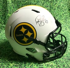 TROY POLAMALU AUTOGRAPHED PITTSBURGH STEELERS FS LUNAR ECLIPSE ALT HELMET BAS