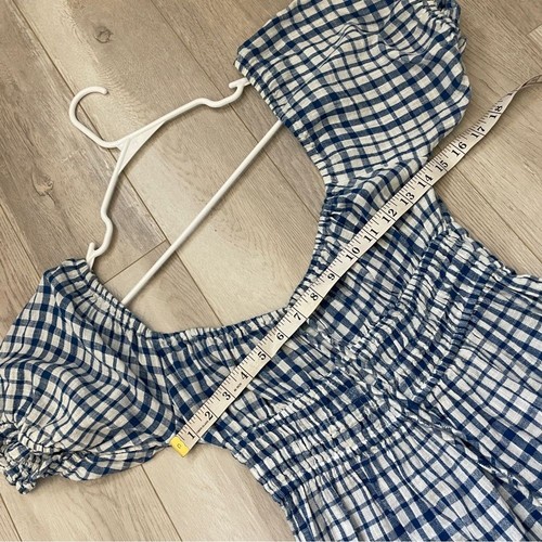 Urban Outfitters Dress gingham pixie milkmaid womens Blue White (small) cottage - Picture 3 of 8