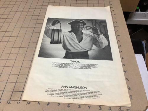 11 x 17" removed mag. paper 1985: Taimak as Paul Revere; Virginia Madsen as Ross - Picture 1 of 2