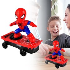 Electric Spiderman Skateboard Light Music 360° Rotation Tumbler Toy Gift Kids