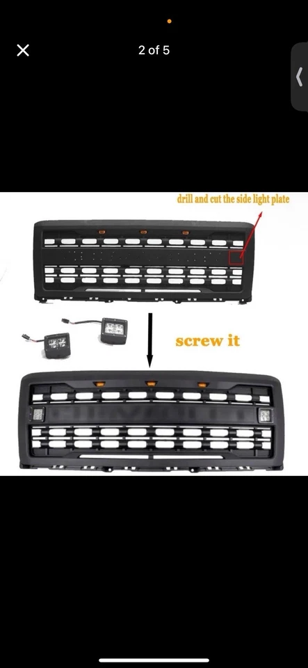 Parrilla delantera para Chevy Chevrolet Silverado 1500 2014 2015 parrilla negra con letras Foto 2 de 2