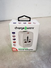 Charge Worx Worldwide Voltage International Travel Adapter Surge Protector White