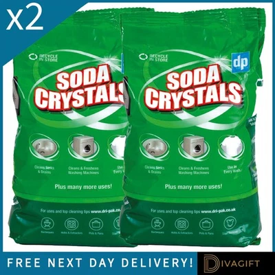DRI-PAK 2 x DRI PAK SODA CRYSTALS 1KG BAG FOR HOUSEHOLD CLEANING UNBLOCK DRAINS SINKS