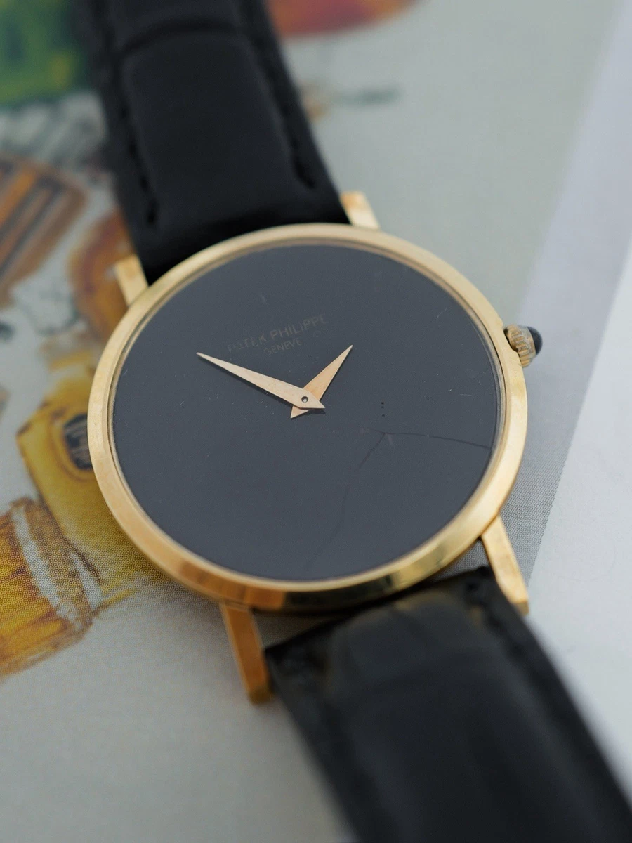 Patek Philippe Calatrava Reg.3512 Caja dorada 18 nudos Black Onix con grieta