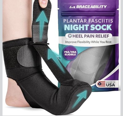 BraceAbility Plantar Fasciitis Night Splint Sock Soft Plantar Fascia Brace Sz M